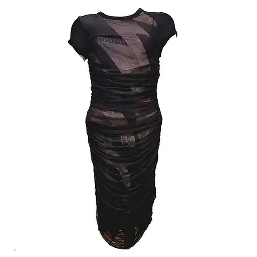BCBG MaxAzria Dress Party Curvy Black Comb Overlay﻿ Fitted sz Medium NWT